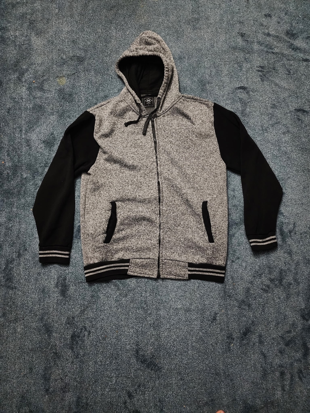 Kids Two-Tone Gray & Black Zip-Up Hoodie Jacket